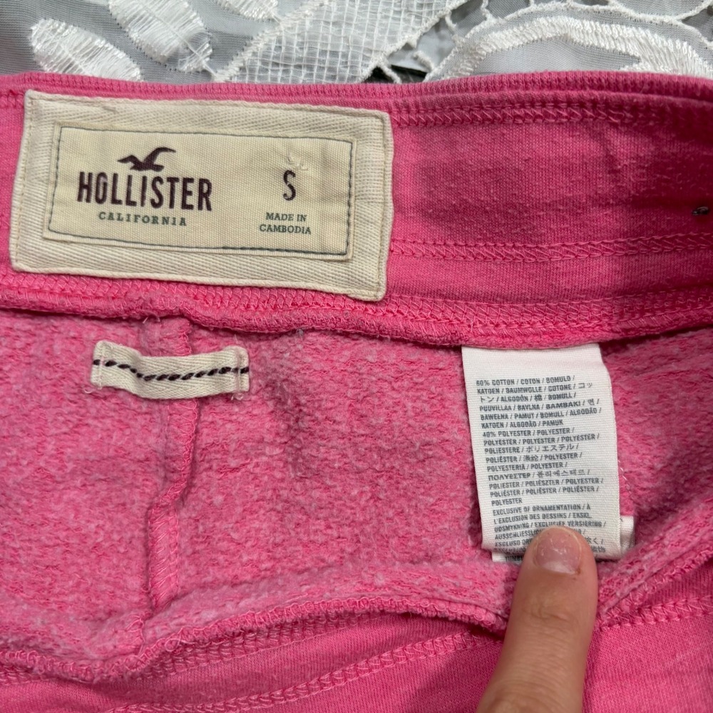 RARE Y2K Hollister Pink Fleece Ruffle Mini Skirt Logo Drawstring Skirt S - Picture 3 of 6